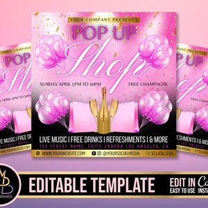 Editable Social Media Flyer, DIY Canva Template Editable Canva Template, Pop up Shop Flyer Pop Up Shop Business Event DIY Flyer Template