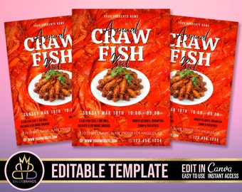 May include: A red and white flyer with the text "Annual Crawfish Boil" and a picture of crawfish. The flyer includes details about the event, including the date, time, and location. It also includes the text "3 lbs for $20. We will deliver 5 or more orders."