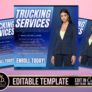 Trucking Services Flyer, Trucking Dispatch, Coaching Flyer, Webinar flyer, Trucking Business, Truck Academy Flyer, Trucking Flyer, Business