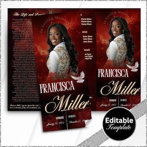 Gedenkprogramma, doodsbrief, in drieën gevouwen, begrafenisprogramma in hemelse wolkstijl, Celebration of Life, aandenken, liefdevolle herinnering