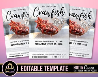 May include: A flyer advertising a crawfish boil event. The flyer features a photo of a large pot of crawfish, with the text "Crawfish Boil" in a bold, handwritten font. The event is scheduled for Sunday, March 18th from 10:00 AM to 3:00 PM. The flyer also includes the address and website for the event.