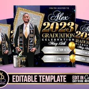 Graduation Party, Graduation Flyer, Editable Template, Graduation Invitation, Congrats to the Grad flyer, Canva Template, Grad Party Flyer