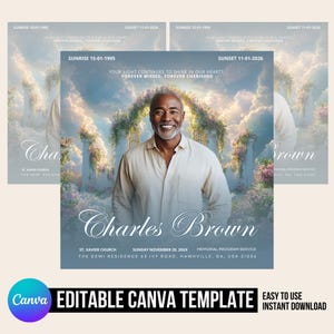 Memorial Funeral Announcement Flyer, Funeral Announcement Template, Funeral Invite Invitation, Rest In Peace Editable Flyer Loving Memory