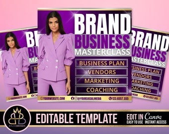 Business workshop, Business Entrepreneur, Boss Babe Women Flyer, Small Business Owner Flyer, Editable Template, Business Social Media flyer