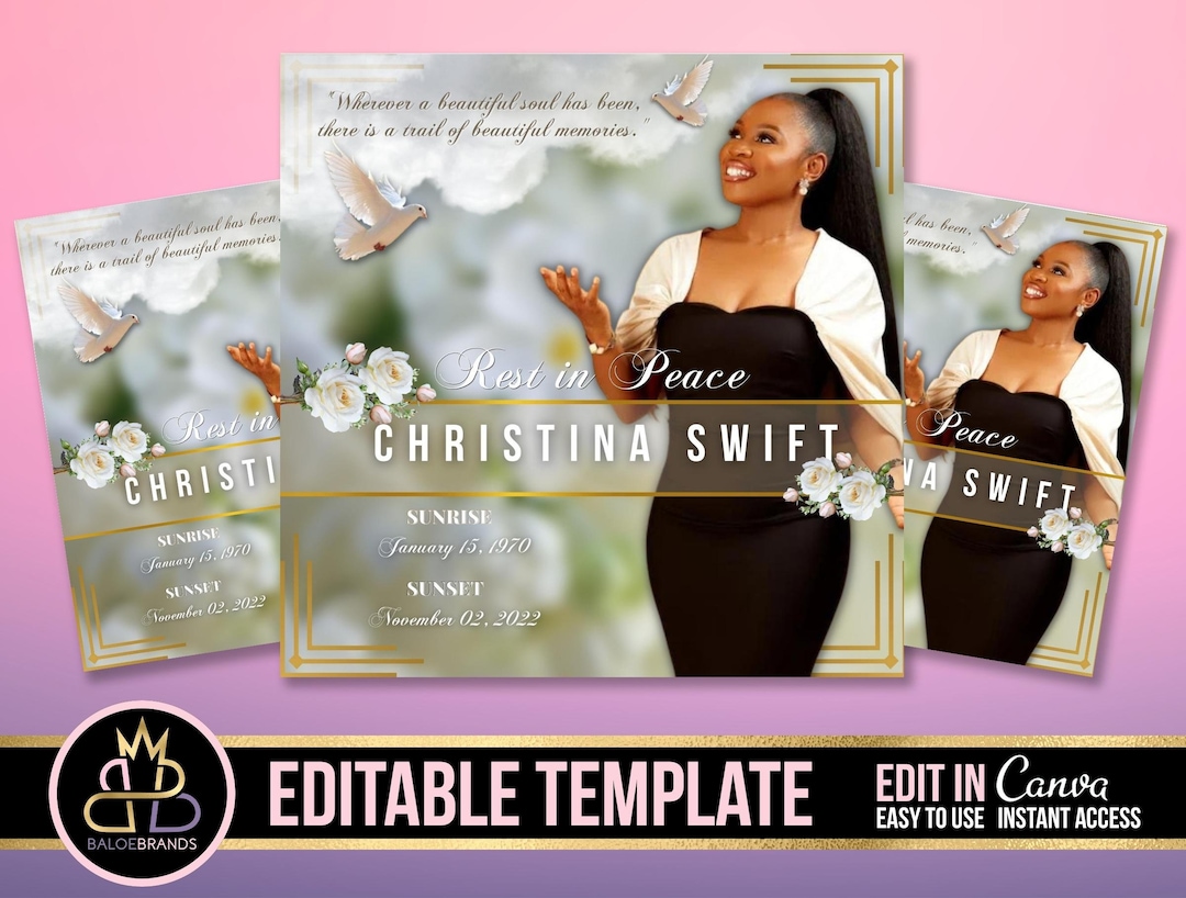 Memorial Funeral Announcement Flyer, Funeral Announcement Template