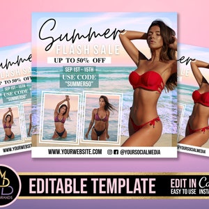 Sale Flyer, Instagram Flyer, Social Media Flyer, Sale Summer Flyer, Editable Template Canva Template Fashion Boutique social Media Instagram