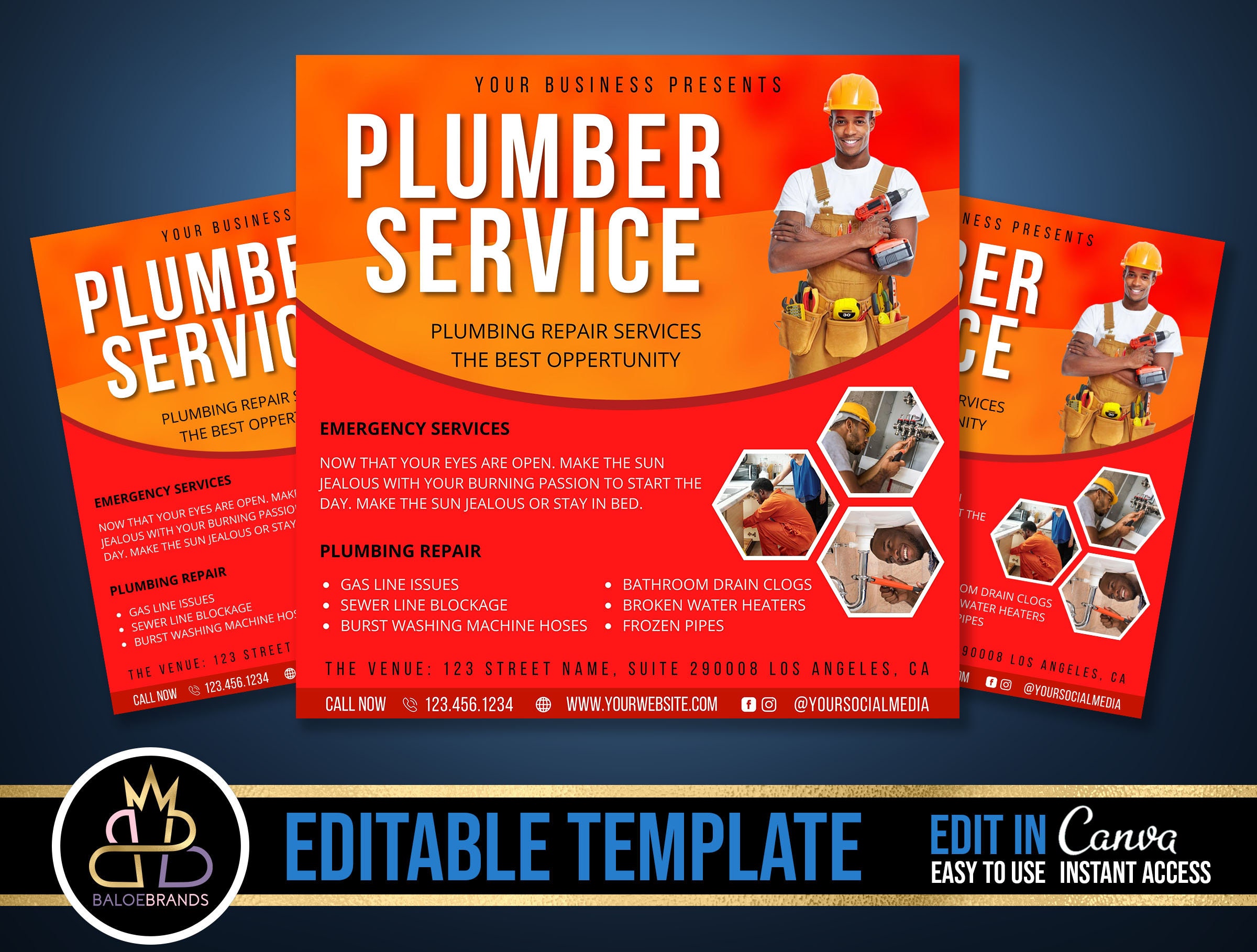 Plumbing Flyer DIY Canva Plumbing Flyer Template Editable - Etsy