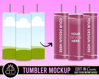 Tumbler Mockup, Canva Editable Tumbler Mockup, tumbler mockup canva transparent background, Drag and Drop Sublimation Tumbler Mock Up Canva
