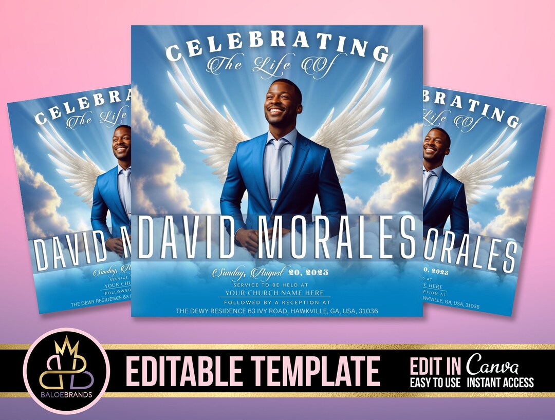 Memorial Funeral Announcement Flyer, Funeral Announcement Template