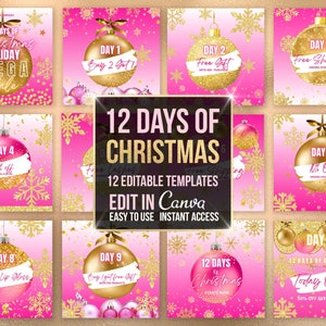 Christmas Holiday flyer set, holiday flyers, Christmas sale, 12 days of Christmas, social media post, instagram flyer, Holiday post flyers