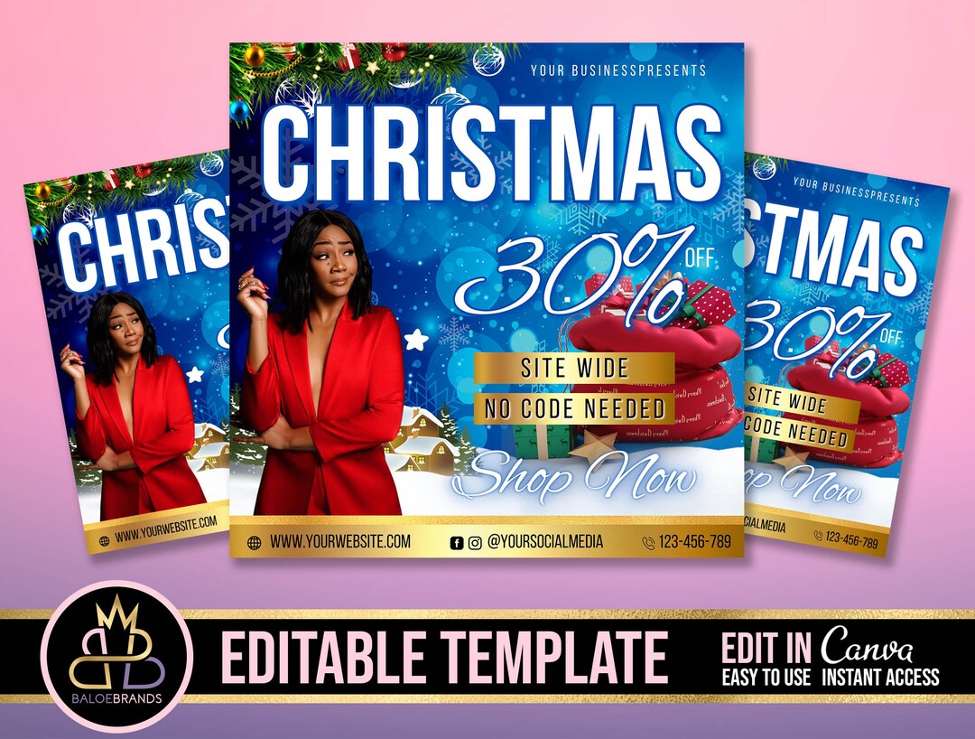 Christmas Sale Flyer, Christmas Flyer, Holiday Instagram Social Media