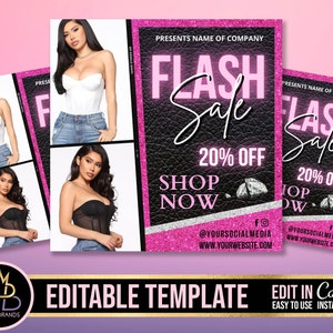 Editable Social Media Flyer Canva, DIY Mega Sale Available Flyer, Sale hair fashion beauty nails FLYER, Promo Flyer, Beauty, lash flash sale