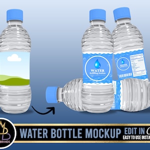 Water Bottle Mockup, Canva Editable Bottle Mockup, water bottle mockup canva transparent background, Drag and Drop Mock Up Canva Bottle