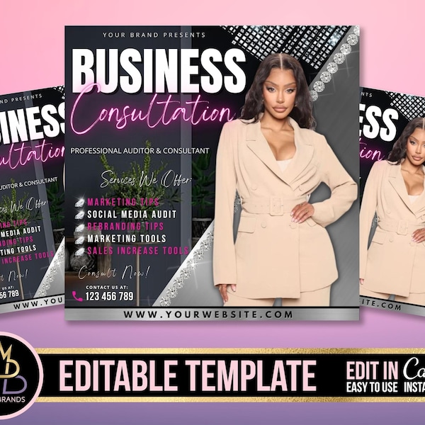 Business Consultation flyer, Business Flyer, Business training Workshop Template DIY Boss babe Template Female Entrepreneur flyer Coaching
