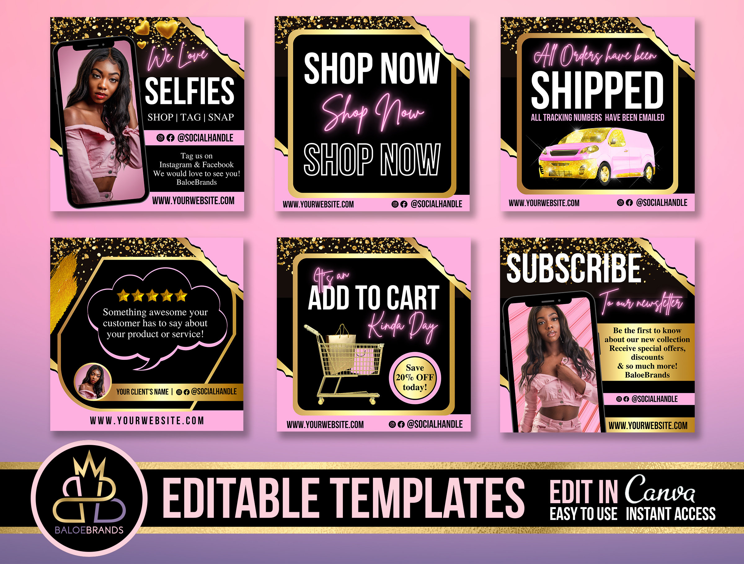 Canva Templates, DIY Social Media Flyer Bundle, Sale Flyer, Shipped ...