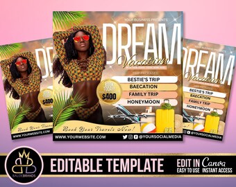 Vacation Flyer, Friends Trip, Vacation Invitation Invite Summer Traveling Flyer, Girls Trip, Travel Agent Editable Template Social Media