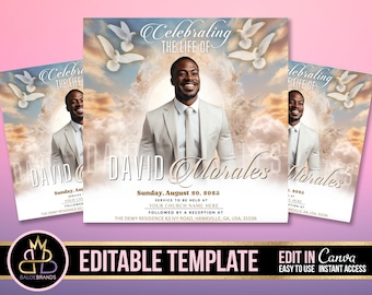 Memorial Funeral Announcement Flyer, Funeral Announcement Template, Funeral Invite Invitation, Rest In Peace Editable Flyer Editable Custom