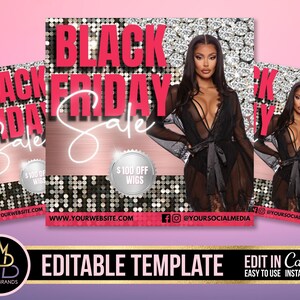 SOCIAL MEDIA FLYER, Black Friday sale, black Friday social media post Canva Editable Template, Canva Template, Sale Flyer Black Friday diy