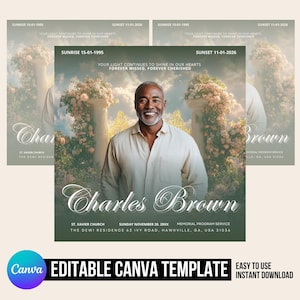 Memorial Funeral Announcement Flyer, Funeral Announcement Template, Funeral Invite Invitation, Rest In Peace Editable Flyer Loving Memory
