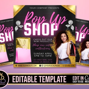 Editable Social Media Flyer, DIY Canva Template Editable Canva Template, Pop up Shop Flyer Pop Up Shop Business Event DIY Flyer Template