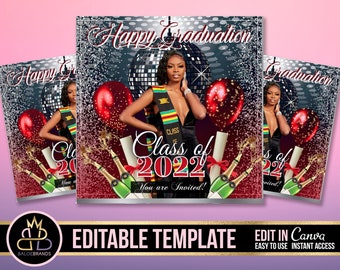 Graduation Party, Graduation Flyer, Editable Template, Graduation Invitation, Congrats to the Grad flyer, Canva Template, Grad Party Flyer