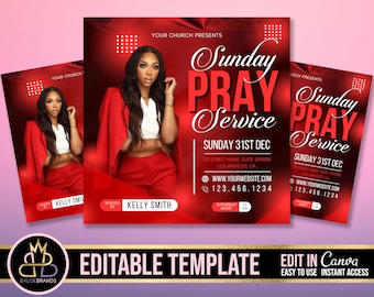 Church Conference Flyer, Editable Template, DIY Church Service Flyer, Sunday Pastor Service Invite, Church Invitation Preacher Church