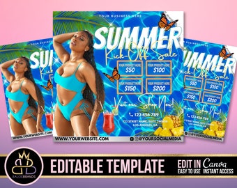 Summer Sale Flyer, Instagram Flyer, Social Media Flyer, Sale Summer, Editable Template Canva Template Summer Sale Beauty Summer Beach Sale