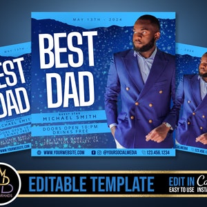 Father&#39;s Day Event Flyer, Fathers day Editable Social Media Flyer, DIY Canva Template, Father Fathers Brunch Dad Sale Flyer Best Dad Event