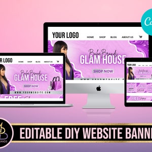 Editable Website Banner Template, Web Banners, Boutique Website Banners, Beauty Web Banner Template Shopify Web Banner, Hair Lash Business