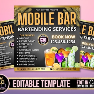 Mobile Barkeeper Flyer, DIY Flyer Template Design, Barkeeper Flyer, Barmixer Portable Bar, Events, mobiler Barkeeper Service