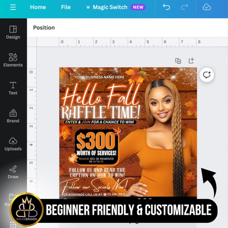 Fall Raffle Signage GIVEAWAY Fall Flyer Template, Canva Template, DIY Social Media Flyer ...