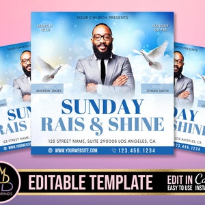 Church Conference Flyer, Editable Template, DIY Church Service Flyer, Sunday Pastor Service Invite, Church Invitation Preacher Church
