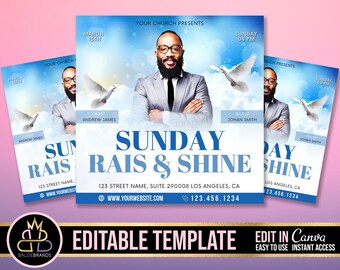 Church Conference Flyer, Editable Template, DIY Church Service Flyer, Sunday Pastor Service Invite, Church Invitation Preacher Church