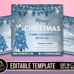 Christmas Sale Flyer, Christmas Party Flyer Invitation, Holiday instagram social media, Holiday Party Invite Flyer, Party Christmas Flyer