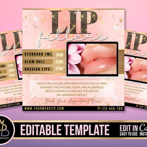 editable lip Flyer, Editable Social Media Flyer, Hyaluron Pen, Esthetician, Botox Flyer, Spa Flyer,  lips business flyer,Lip Filler Flyer