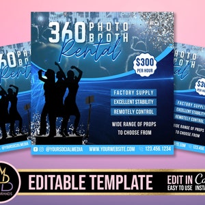 360 Photo Booth, Social Media Flyer, 360 Photo Booth Advertisement, Editable Flyer, Party Flyer, DIY Canva Template Photo Booth Sale Edit