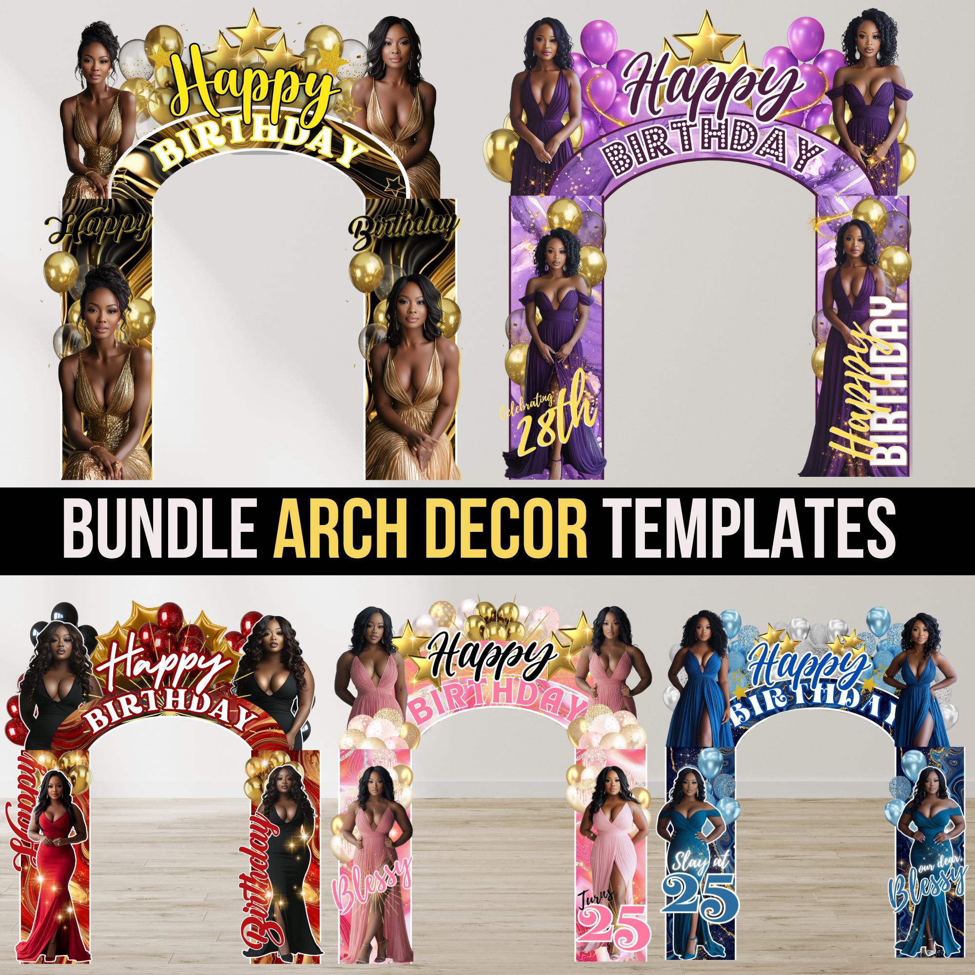 Birthday Entrance Arch Bundle, Welcome Decor, Editable Template Birthday Party, Digital File Download Backdrop Banner, Birthday Sign Arch
