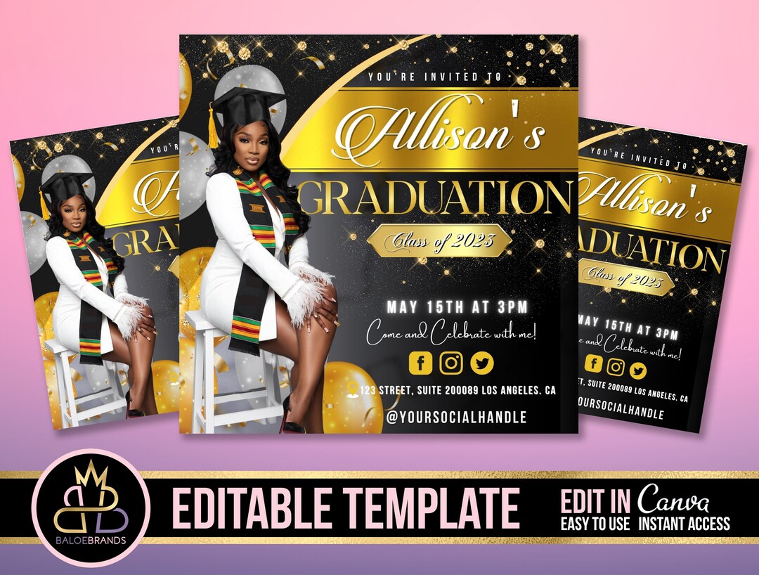 Graduation Party, Graduation Flyer, Editable Template, Graduation ...