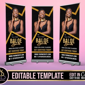 Retractable Banner Template Canva, Roll Up Banner Editable Template, DIY Retractable Banner, Pop Up Banner Pop Up Shop Custom Roll Up Banner