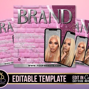 Brand Ambassador Flyer, DIY Brand ambassador flyer Business Flyer, Brand Ambassador Flyer Template Design Influencer Content Creator Canva