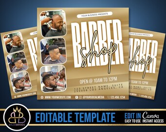 Barber Shop Template, Barber Editable Template, Hair Cut Template, Booking Barber Canva Templates, Haircut, Barber Price list, Social Media
