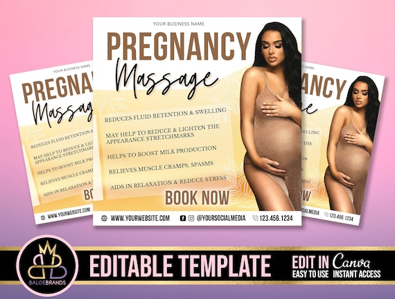 Editable Flyer, Prenatal Massage Therapist Flyer Template, Pregnancy Flyer, Pregnancy Massage Therapy Flyers Therapeutic Maternity Massages