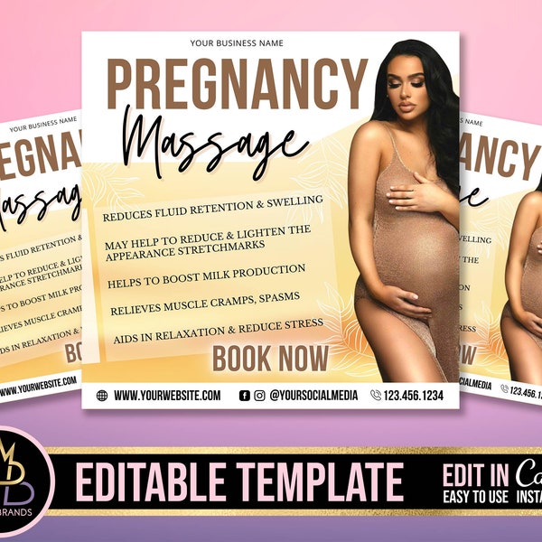 Editable Flyer, Prenatal Massage Therapist Flyer Template, Pregnancy Flyer, Pregnancy Massage Therapy Flyers Therapeutic Maternity Massages