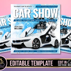 Auto Business Event, Editable Social Media Flyer, Car Show Event Invitation, Car Sale Template Flyer, DIY Canva Event Flyer, Car Party Show