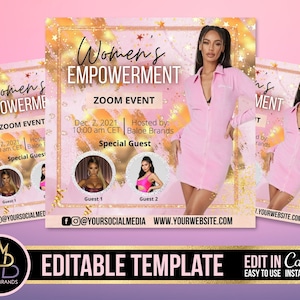 Empowerment Flyer, Women&#39;s Conference Flyer, Event Flyer, Editable Social Media Flyer Canva, DIY Instagram Flyer, Social Media Post Template