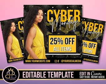 SOCIAL MEDIA FLYER, Cyber Monday sale, Promotion Sale, social media post Canva Editable Template, Canva Template Sale Flyer Cyber Monday diy