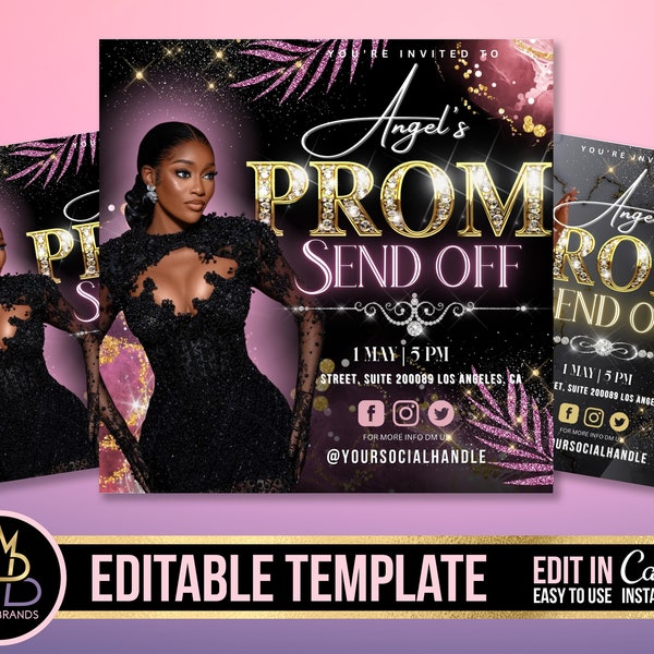Prom invitation, Prom Flyer Invite, Graduation Prom, Class Of 2022, Prom Send off Invite, Editable Social Media Flyer, Prom Night Party