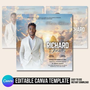 Flyer de faire-part pour les funérailles, modèle de faire-part pour les funérailles, faire-part d'invitation pour les funérailles, Flyer modifiable repose en paix sur mesure