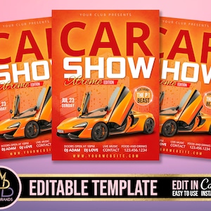 Auto Business Event, Editable Social Media Flyer, Car Show Event Invitation, Car Sale Template Flyer, DIY Canva Event Flyer, Car Party Show
