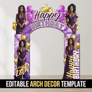 Birthday Entrance Arch, Welcome Decor, Editable Template Birthday Party Decor, Digital File Download Backdrop Banner, Birthday Sign Arch
